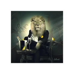 Tableau BINET LION CHESTERFIELD coloris noir - 4MURS