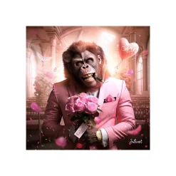 Tableau BINET MONKEY LOVE coloris noir - 4MURS