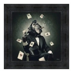 Tableau BINET SINGE POKER coloris noir - 4MURS