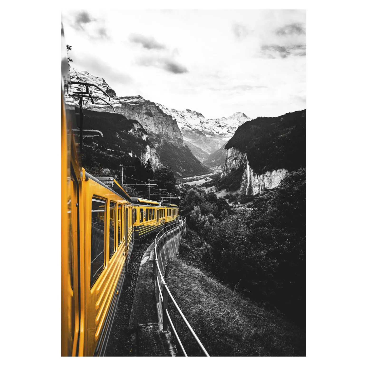 Tableau en verre YELLOW TRAIN coloris noir et jaune - 4MURS