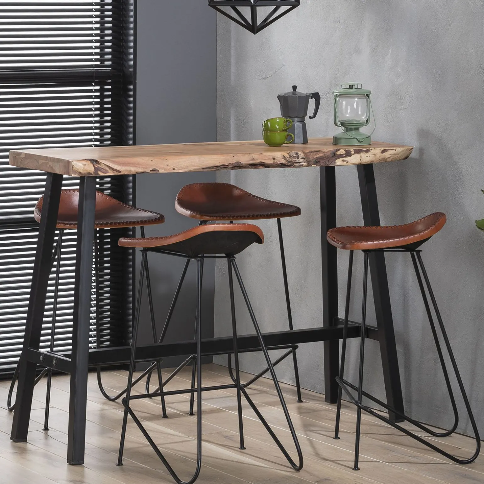Tabouret de plan de travail DAVIS coloris cuir - 4MURS