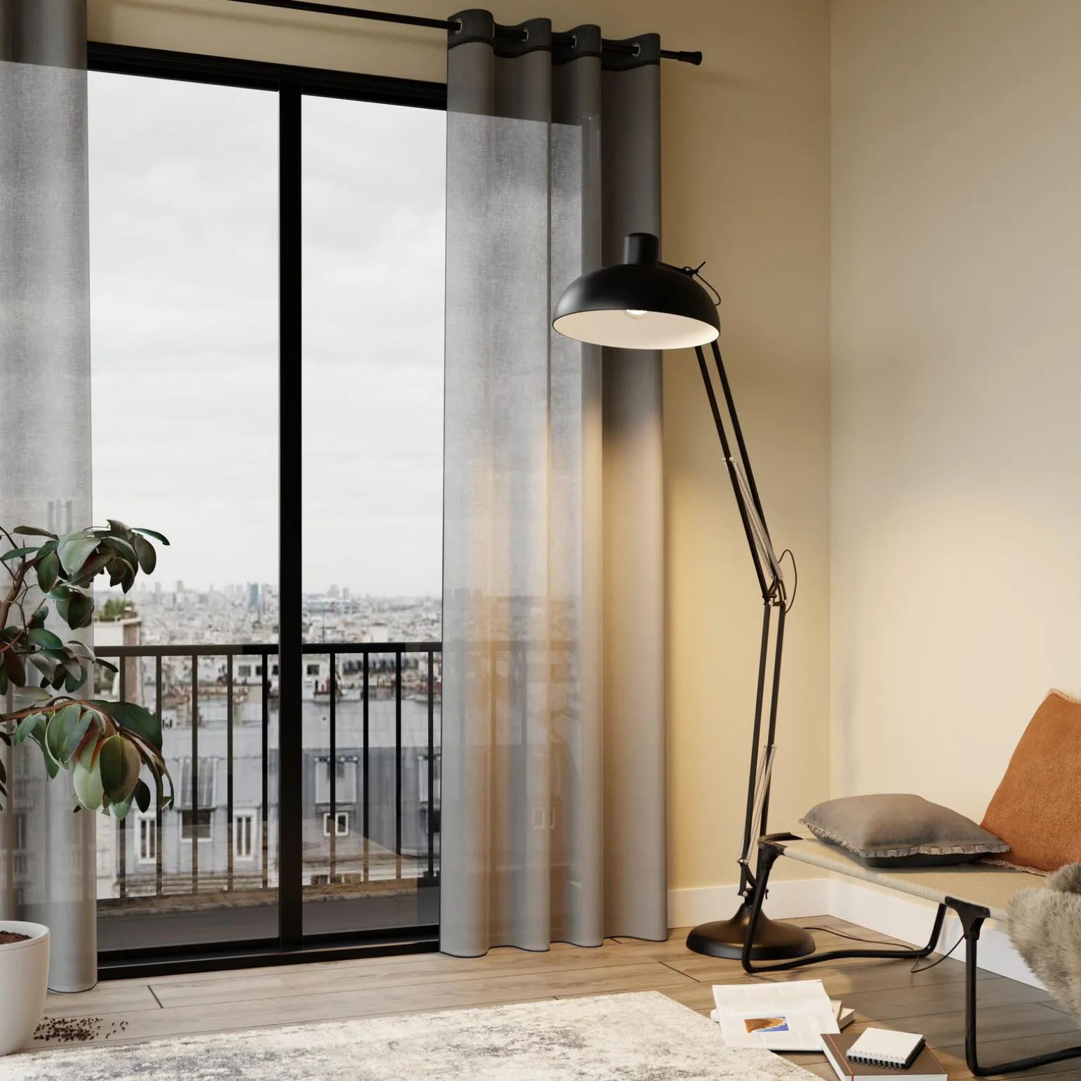 Voilage COLORS coloris gris 140 x 260 cm - 4MURS