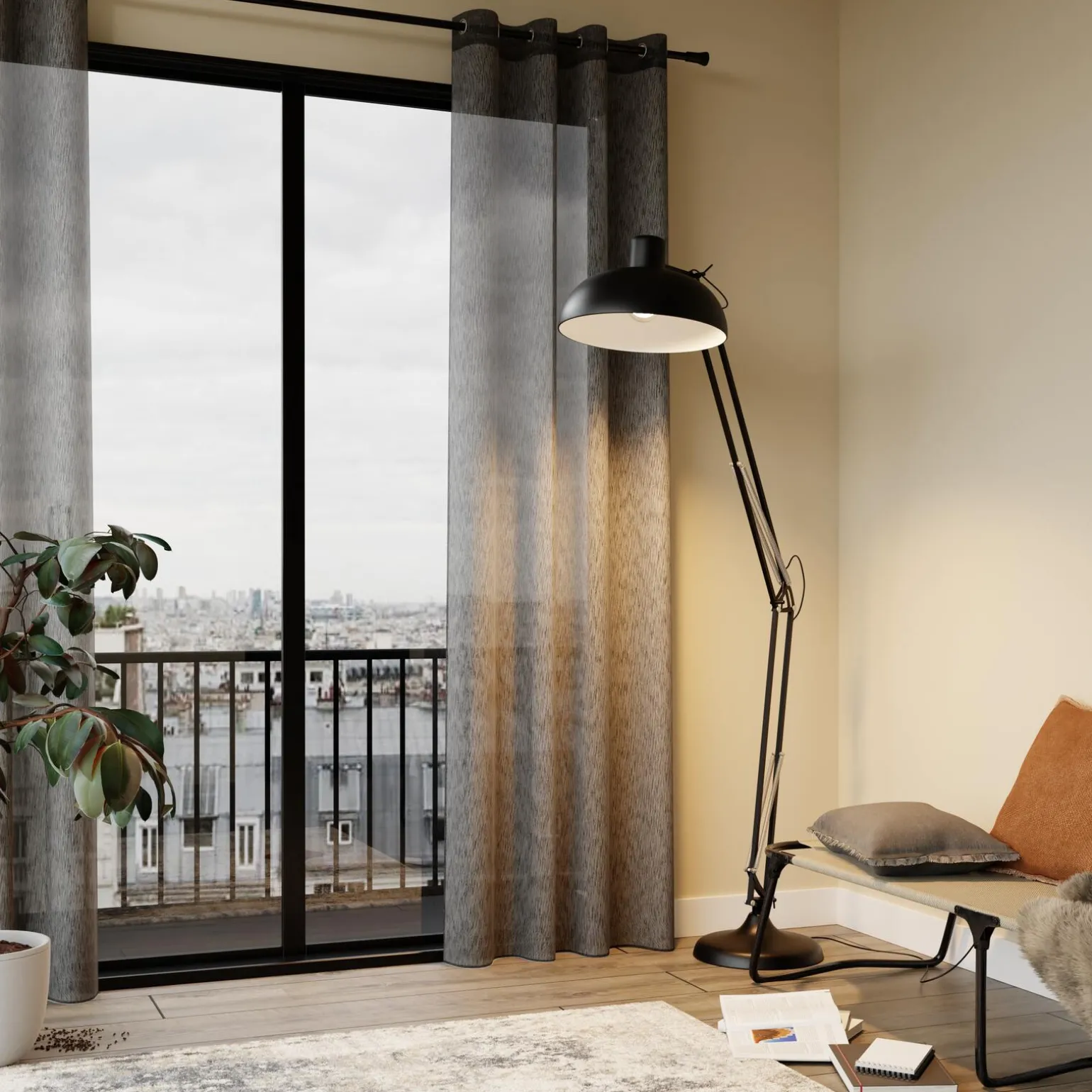 Voilage DIRITTO coloris noir 140 x 240 cm - 4MURS