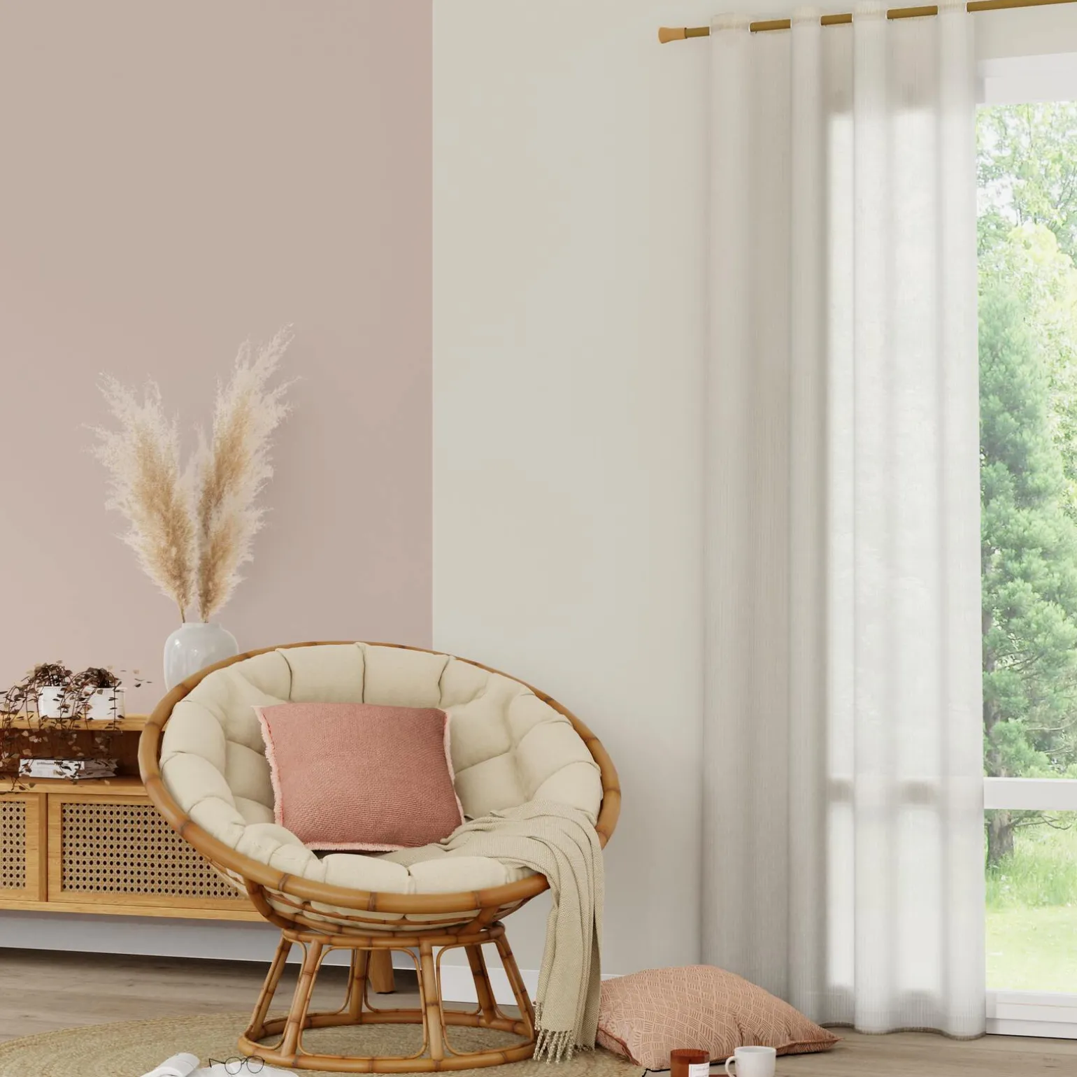 Voilage Lin LECCE coloris naturel 140 x 260 cm - 4MURS