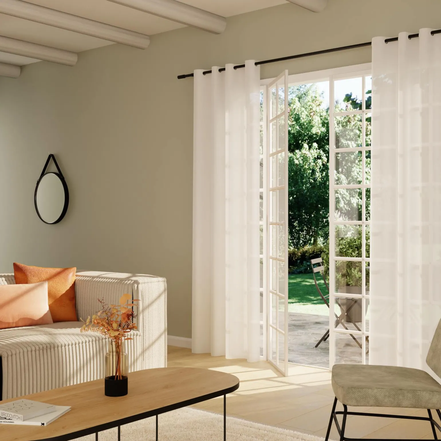 Voilage LINETTE coloris blanc 145 x 240 cm - 4MURS
