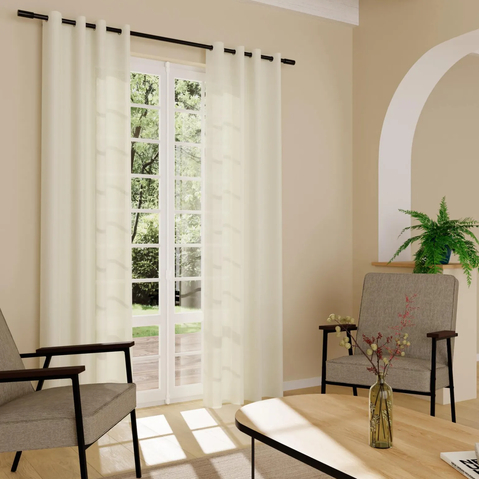 Voilage LINETTE coloris beige 145 x 240 cm - 4MURS