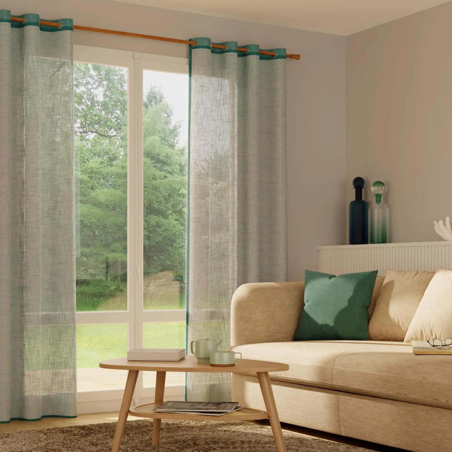 Voilage MICAO coloris bleu pétrole 145 x 240 cm - 4MURS