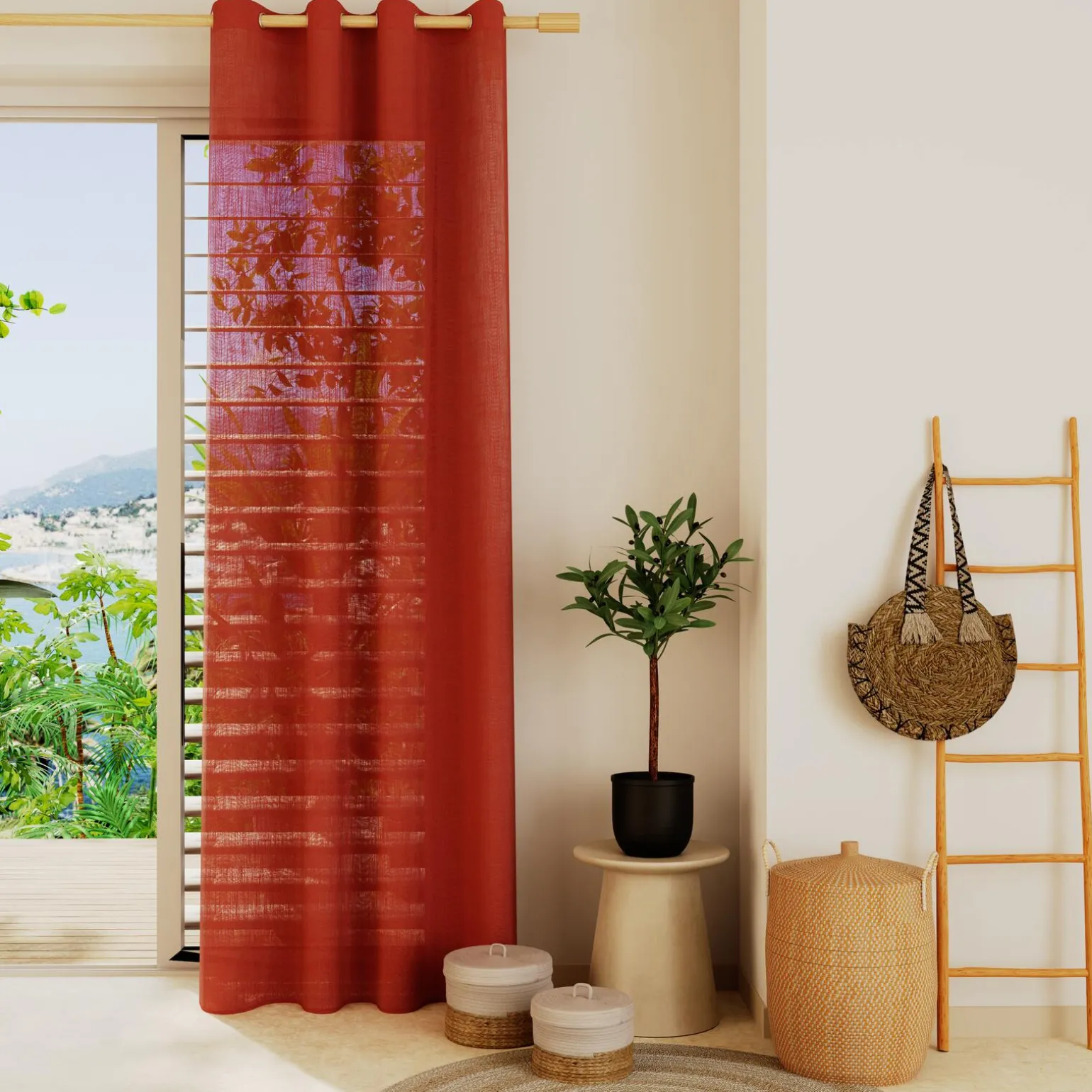 Voilage MICAO coloris terracotta 145 x 240 cm - 4MURS