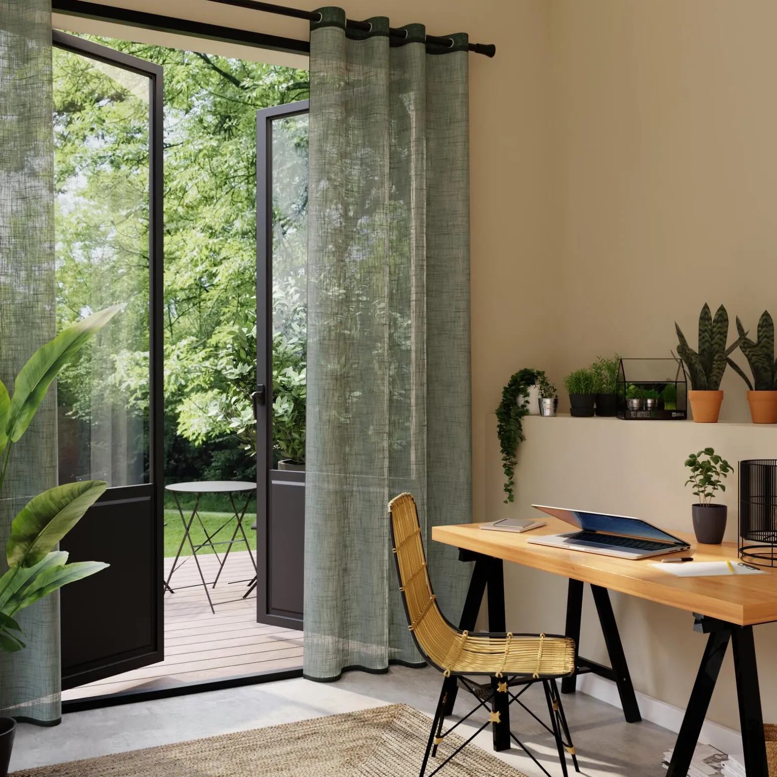 Voilage MICAO coloris vert sauge 145 x 240 cm - 4MURS