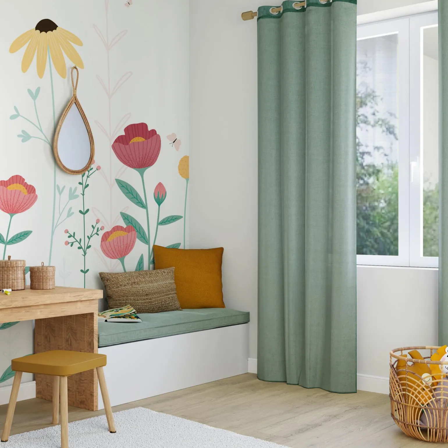 Voilage NOLAN coloris vert sauge 140 x 240 cm - 4MURS