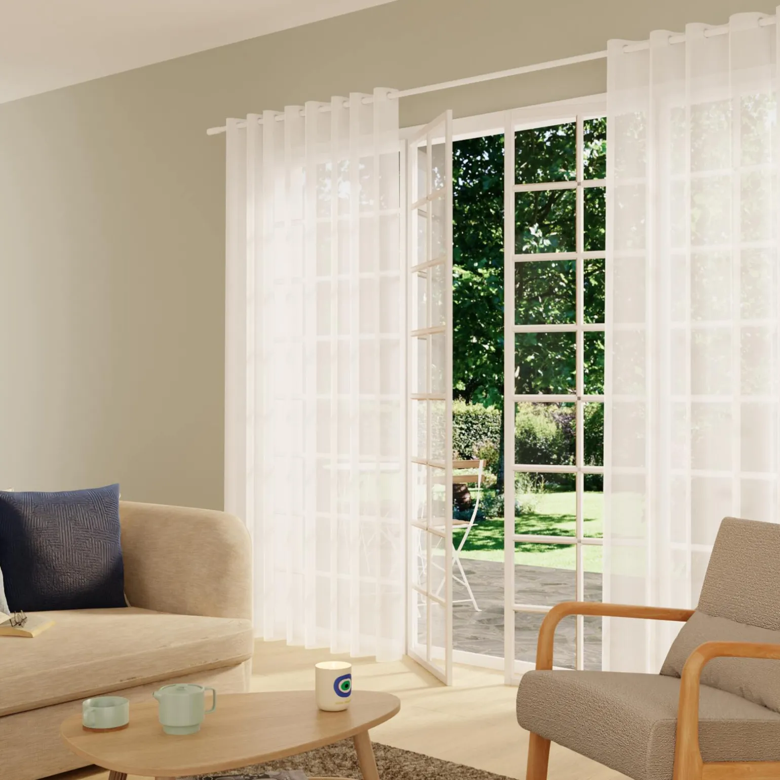 Voilage PLEIN JOUR coloris blanc 240 x 240 cm - 4MURS