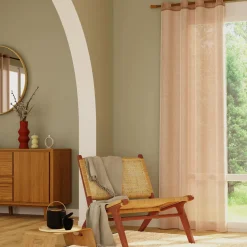 Voilage ÉTAMINE GIVRÉE coloris taupe 145 x 240 cm - 4MURS